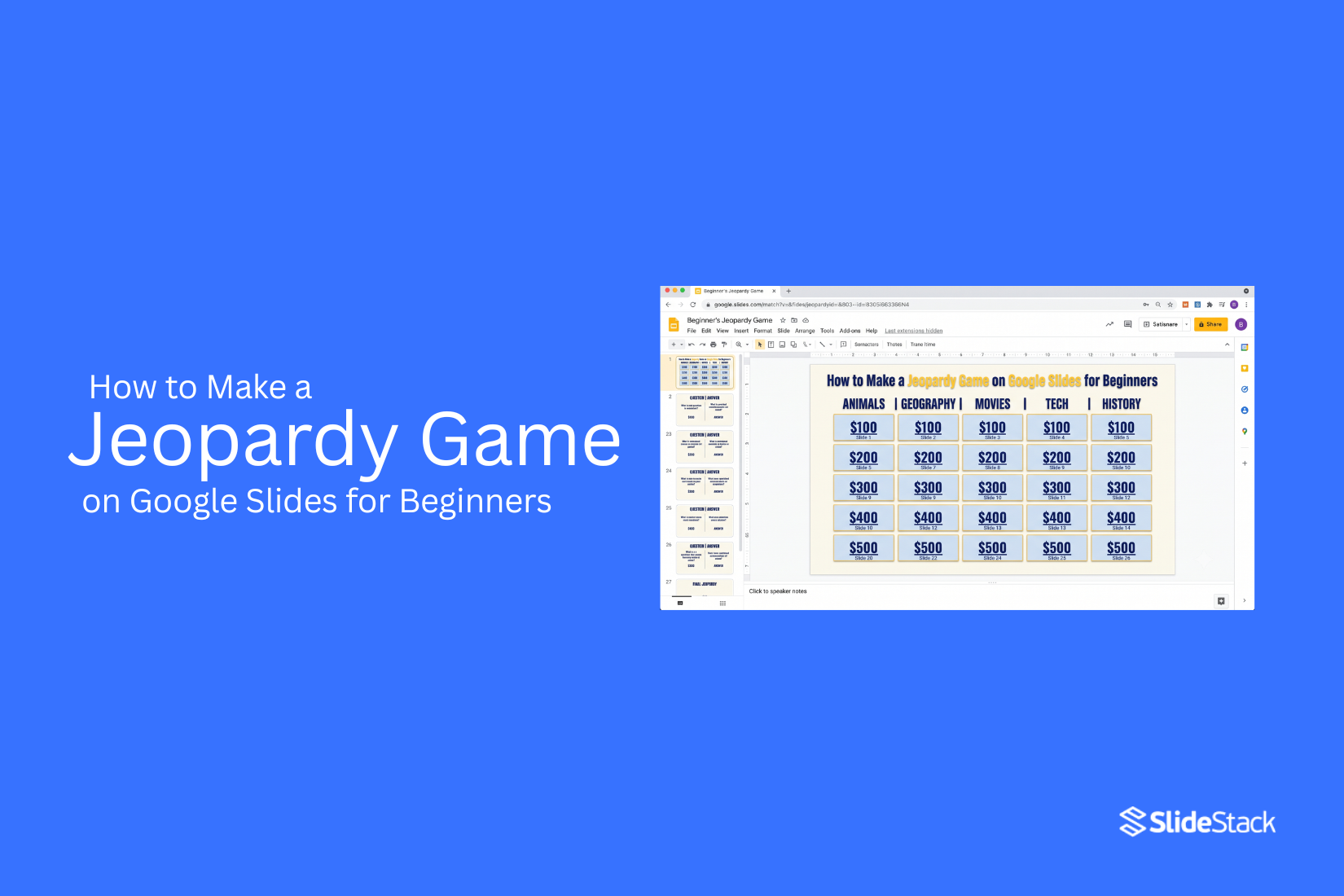 How to Make a Jeopardy Game on Google Slides for Beginners 
