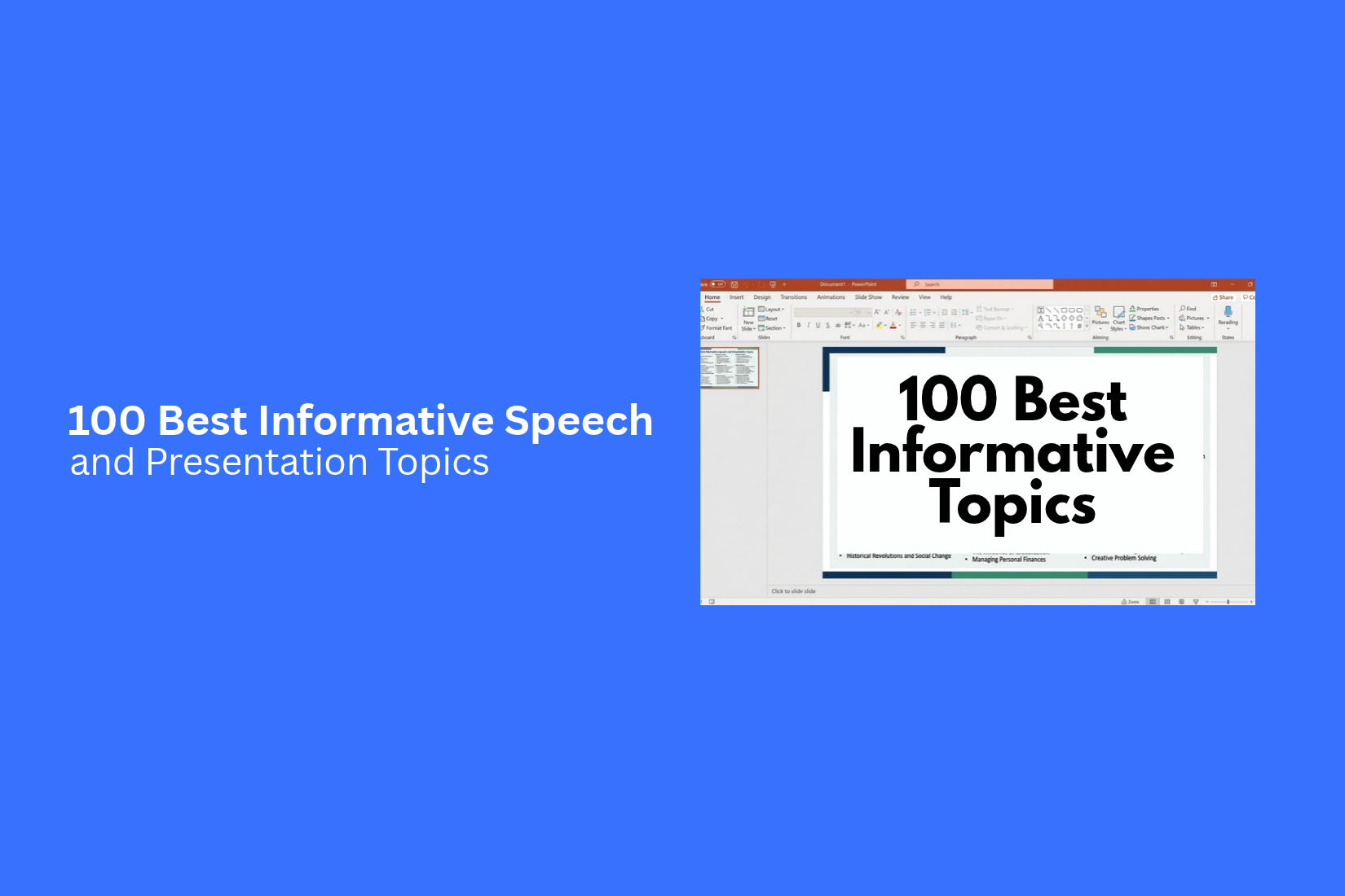 100 Best Informative Speech and Presentation Topics