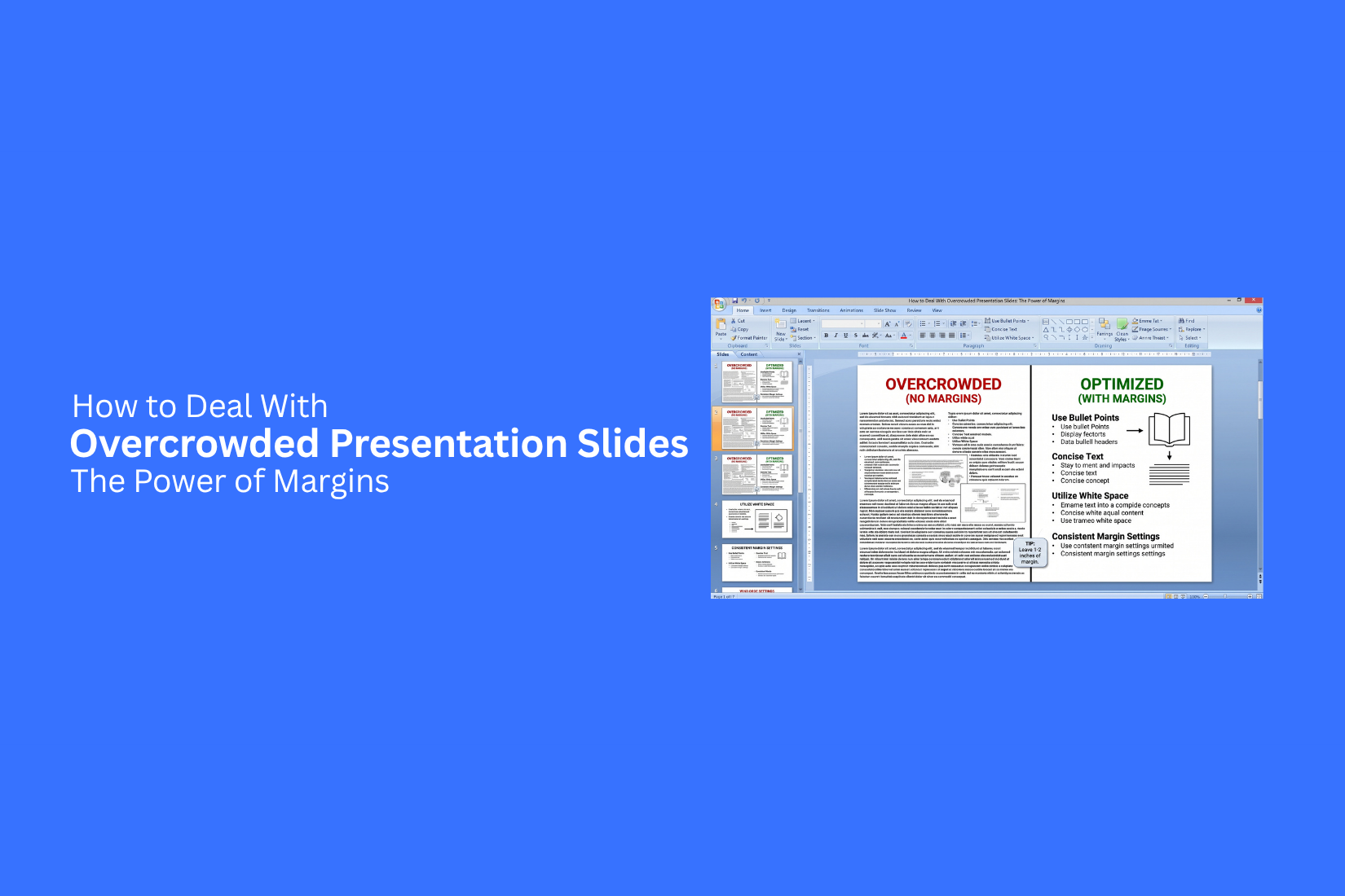 How to Deal With Overcrowded Presentation Slides: The Power of Margins 