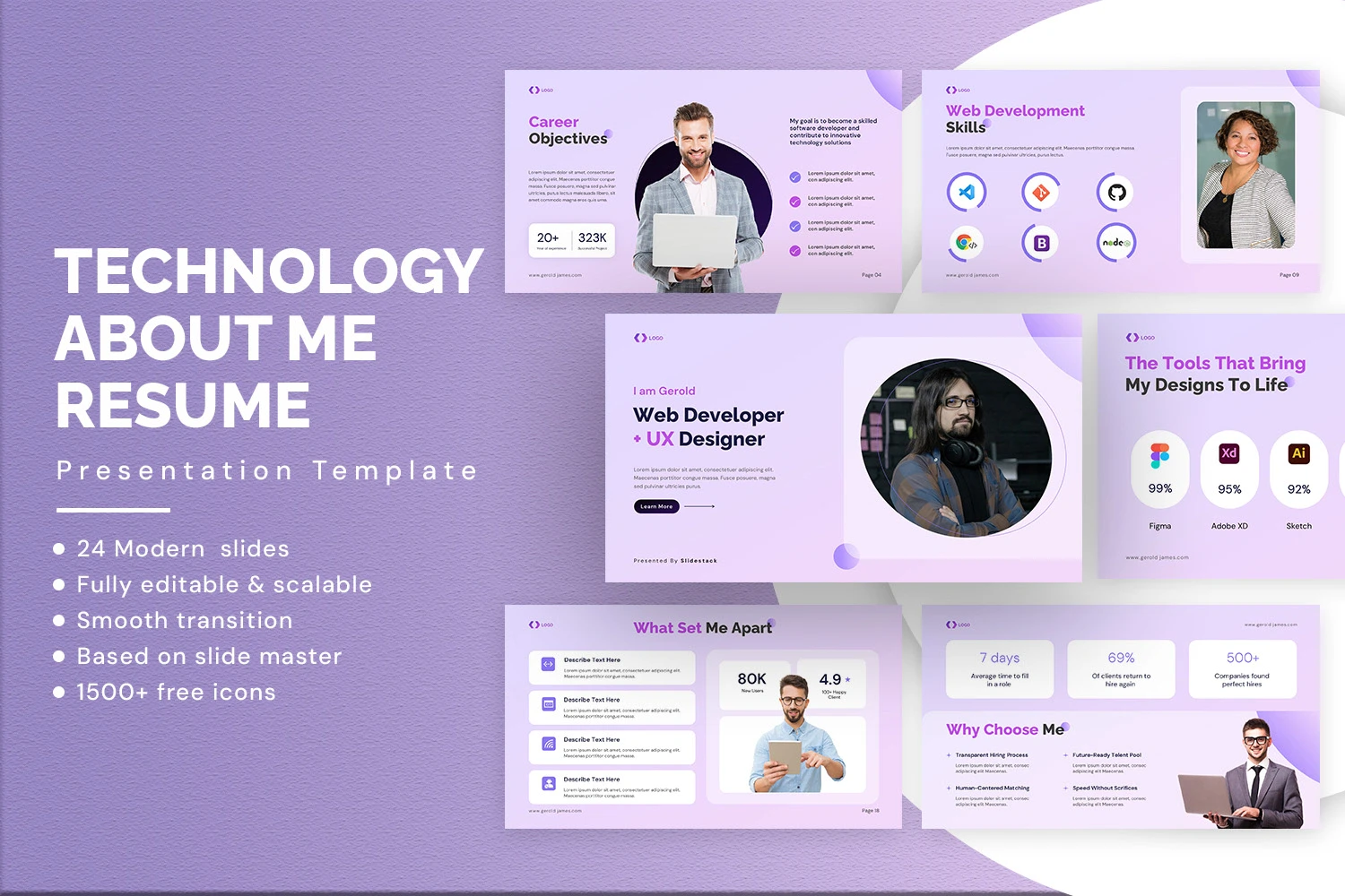 Technology About Me Resume PowerPoint Template