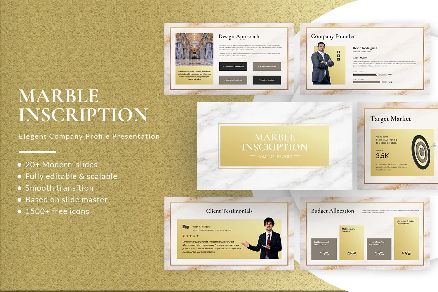 Elegant Marble Inscriptions Company Profile Presentation