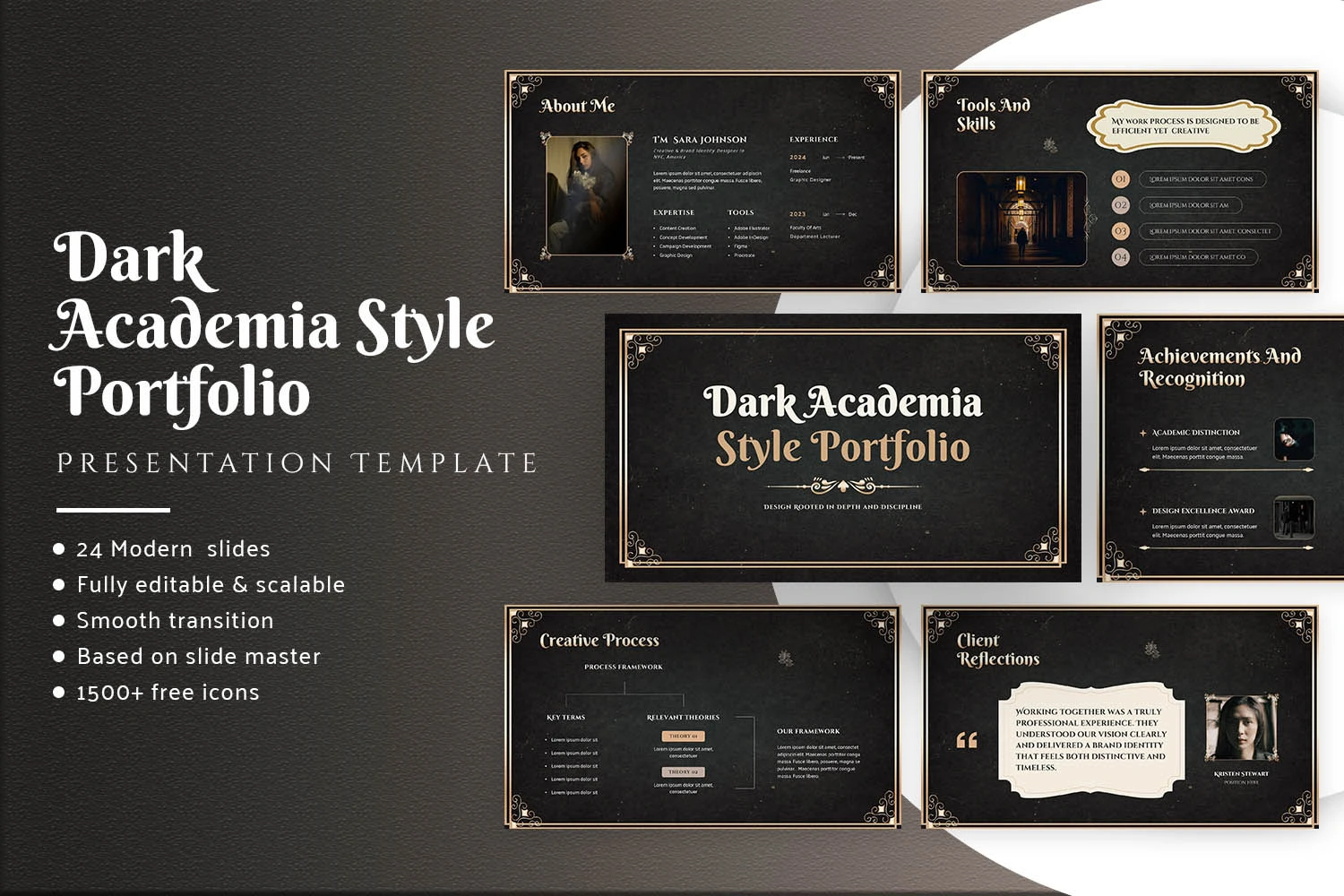 Dark Academia Style Portfolio Presentation